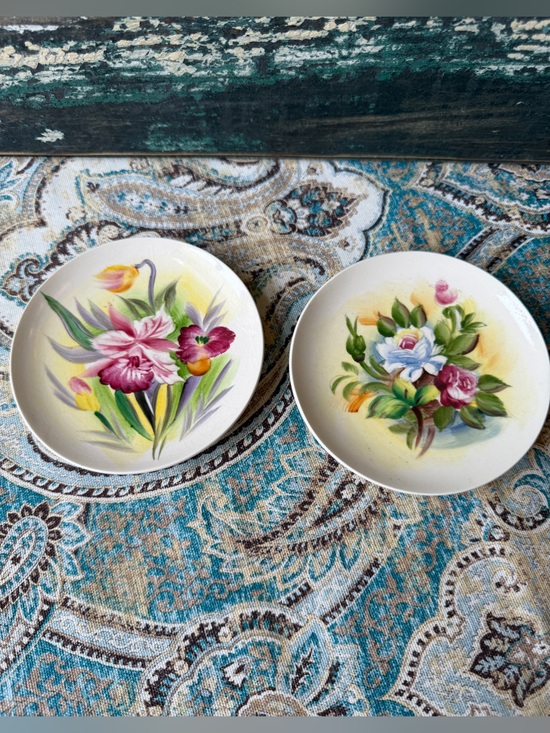 UCAGCO Other - Ucagco Japan Hand Painted Floral Dessert Plates Set 2 Vintage Porcelain